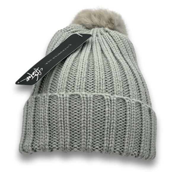 Knit Cable POM Beanie Thick Warm Soft Long Cuffed Ski Cap Winter Snowboard Hat - Picture 1 of 7